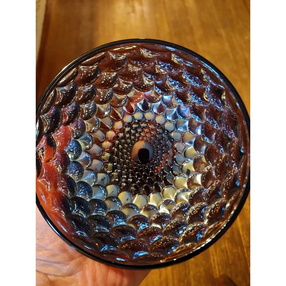 Antique Westmoreland Amethyst Carnival Glass Scales Pattern Bowl 1909 Iridescent